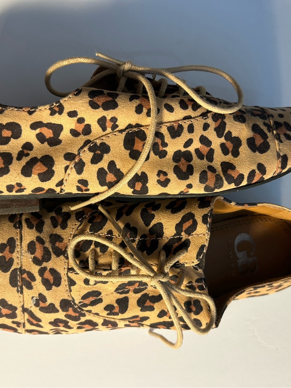 Gianni Bini Leopard-Print Lace-Up Flats in Tan and Black - Picture 5 of 5